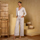 Stone Grey Linen Embroidered Jacket