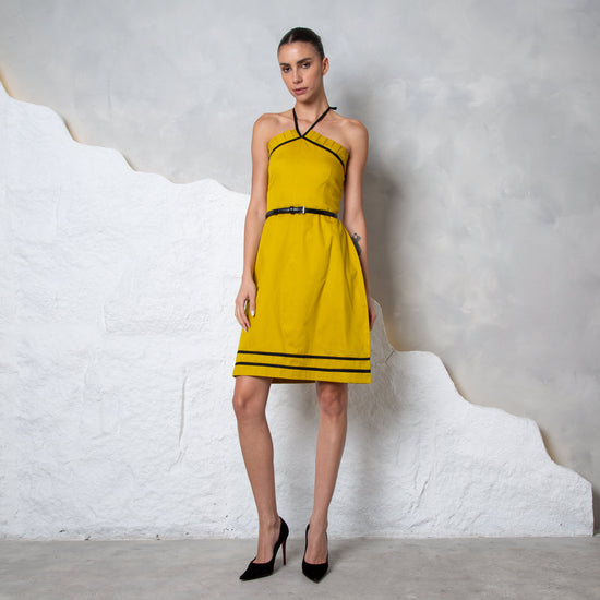 The Soleil Halter Dress – Mustard Yellow