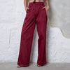Burgundy Wide-Leg Trousers