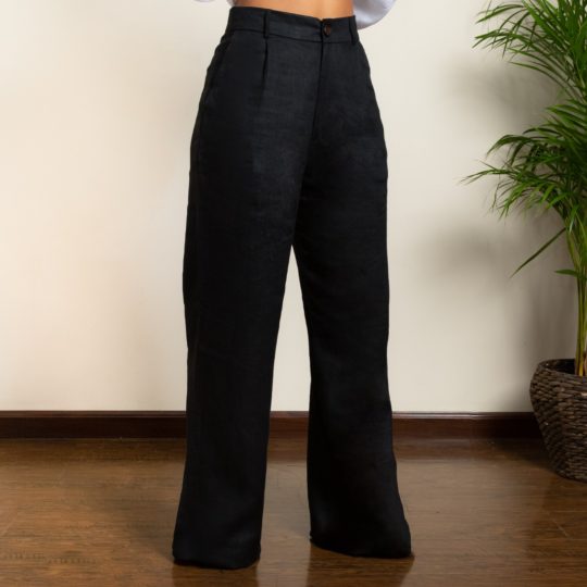 LINEN TROUSERS Black