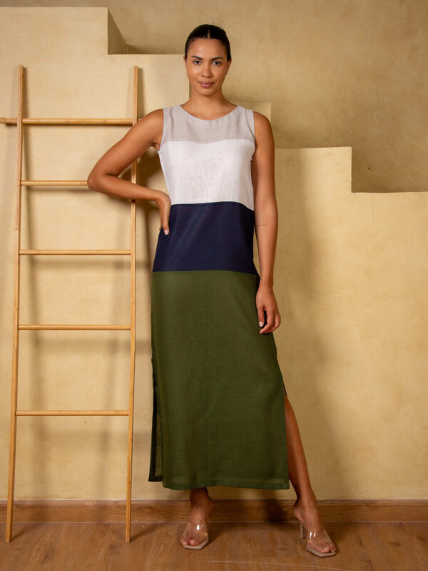 Colorblock Sleeveless Linen Maxi Dress- Flowy and Fabulous!